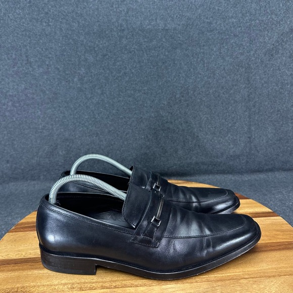 Hugo Boss Other - Hugo Boss Mens Black Leather Square Toe Bit Horsebit Loafers Dress Shoes Size 8